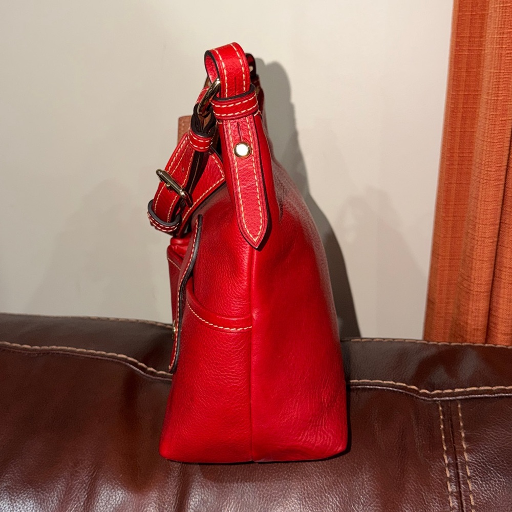 ‼️Dooney & Bourke Red Florentine Leather Small Lucy Hobo Shoulder Bag - Picture 2 of 14